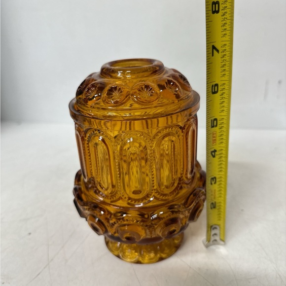LE Smith Moon & Star Amber 2 piece Fairy Lamp candle holder excellent condition - Picture 8 of 9